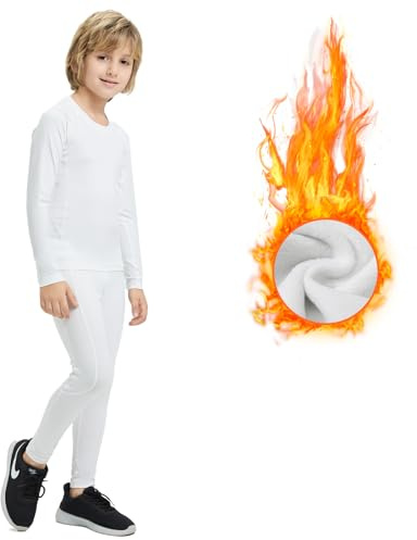 DreiWasser Ensemble de sous-vêtement Thermique Enfant - Sport Respirants Thermiques Ensemble pour Ski et Football pour Garçon et Fille, Haut à Manches Longues + Long Culotte, Noir 4-18 Ans (110-170cm)