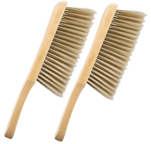 CIYODO 2pezzi Spazzole Pulizia Con Manico Legno Morbide e Delicate Per Mobili e Letti Pennelli Mani Compatti Per Casa e Tavoli Strumenti Funzionali Per Pulizia Precisa Indoor