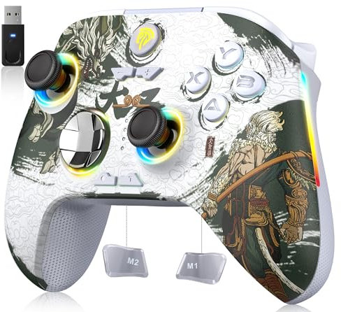 EasySMX X15 Controller Wireless per PC con 7 Luci RGB, Bluetooth con Joystick Hall, Trigger Hall, Pulsanti Programmabili - Compatibile con PC/Switch/Telefono/Tablet-Wukong