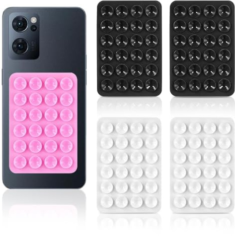 5PCS Phone Sticky Pad Grip, Silicone Suction Phones Holder, Suction Phone Case Adhesive Mount for Selfies and Videos, Non Slip Suctions Cups Sticky Phones Grip Car Holder, Mirror Holders