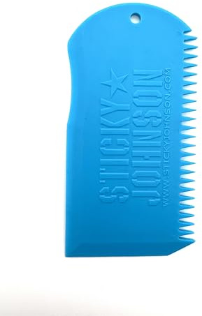 Sticky Johnson Surfboard Wax Comb – Ergonomic, Heavy-Duty Wax Remover & Texturizer for Maximum Grip (Blue)