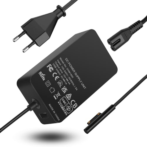 Surface Laptop Ladekabel 65W 15V 4A Microsoft Surface Pro Ladegerät Netzteil für Surface Pro 9/8/7/6/5/4/3/X, Surface Laptop 5/4/3/2, Surface Go 3/2/1, Surface Book 3/2/1 Charger, mit USB-Port