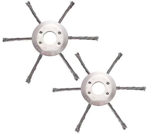 BAPPKON Lot de 2 têtes de débroussailleuse, Brosse de désherbage Professionnelle, en Fil d'acier avec Fil noué, Brosses à Mauvaises Herbes Universelle de Rechange pour Tondeuse à Gazon (6 têtes)