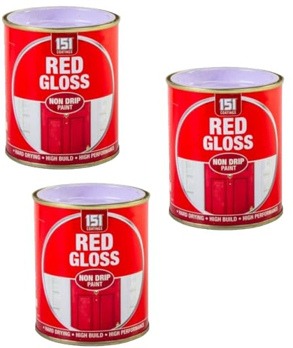 PEBBLE HUG Red Gloss Non-Drip Paint, Quick-Drying, Perfect for DIY Projects, Home Improvement, Crafting, Ideal for Interior and Exterior Use, Long-Lasting Finish, 300ml, (3 Pcs)