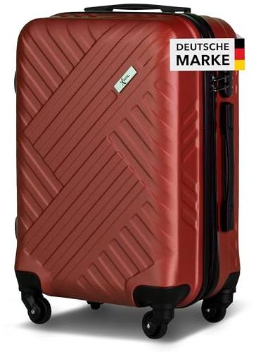 Xonic Design Reisekoffer - ABS Hartschalen Koffer mit 360° Leichtlauf-Rollen - hochwertiger Trolley mit Zahlenschloss in M-L-XL oder Set (WineRed, M)