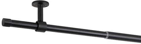ondeco Moderne All-in-One Gardinenstange ausziehbar für Wand- oder Deckenmontage Schwarz 210-400 cm