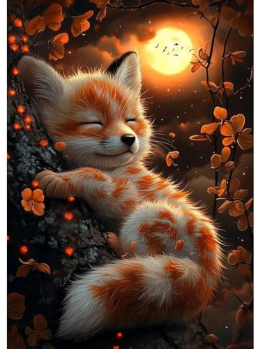 GHHKUD Fuchs Diamond Painting für Erwachsene, Tiere 5D Diamant Painting Bilder für Erwachsene Anfänger, DIY Diamond Art Painting Set, Full Drill Diamant Malerei für Dekoration 30x40 CM