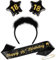 TUZELIYA 18e anniversaire fille garçon - 18e anniversaire coiffe avec ceinture d'anniversaire, épingle - anniversaire fille cheveux cheveux cheveux écharpe à paillettes pour fête d'anniversaire