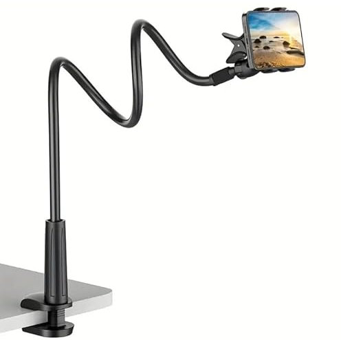 Genérico Carolain. Soporte Móvil con Cuello de Cisne - Soporte Teléfono Smartphones con Brazo Flexible para iPhone, Samsung, Huawei. Todos los Smartphones - Negro