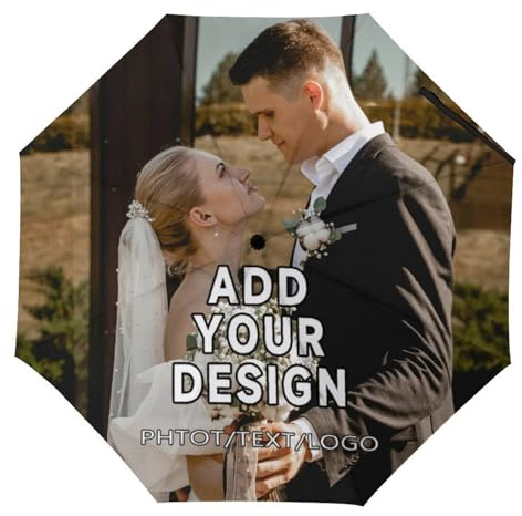 ZYHJJ Personalisierte Regenschirme,Individueller Regenschirm mit beliebigem Text, Logo, Bild,Schirm mit Auf-Zu Automatik, für Familie, Geburtstage, Unisex