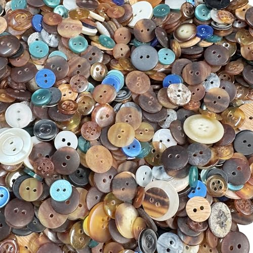 Trimming Shop 100g Rustic Tones Buttons – Assorted 2 & 4-Hole Earthy Mix Plastic Craft Buttons (11mm–28mm) for Sewing, Knitting, Scrapbooking, Card Making, DIY & Children’s Crafts