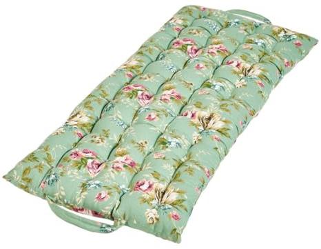 Dibor Garden Bench Cushion Outdoor Furniture Garden Seat Pad Mattress Cushion with Storage Bag Bench Swing Seat Pad with Carrying Handles 100cm (Green Floral)