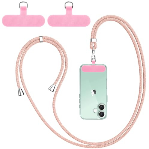 Vancle Cordon para Movil Universal, con 2 Parches Duraderos, Cuerdas Ajustables de 1,6m, Correa Cruzada para el Cuello y Muñeca, Compatible con Mayoría de Las Fundas de Teléfono