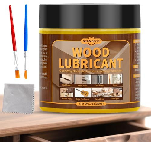 Wood Lubricant for Drawers, Doors, Hinges 7oz, Upgrade Multi-Purpose Paste Wood Wax, Drawer & Door Hinge Lubricant, Restore & Maintain Wooden Slide, Eliminate Sticking & Noise