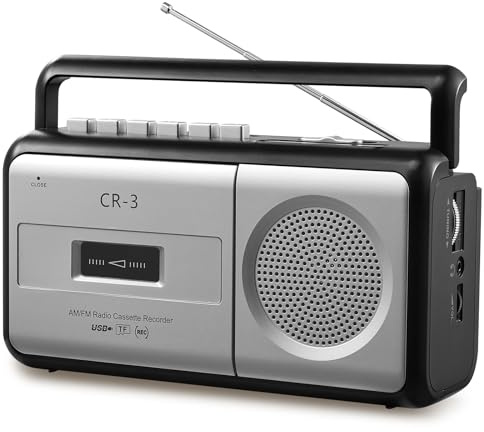 DGXWLLW Portable Cassette Player Boombox AM/FM Radio Stereo, Vintage Casette Tape Player Recorder with Loud Speaker and 3.5mm Earphone Jack Powered by AC or 4 C Battery for Home or Outdoor