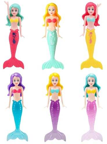 Mermaid Toys, 6 PCS Swimming Doll Bath Toy Set For Girls, Mermaid Pool Toys For Toddlers Water Bathtub, Fun Bath And Swimming Pool Games Diving Training