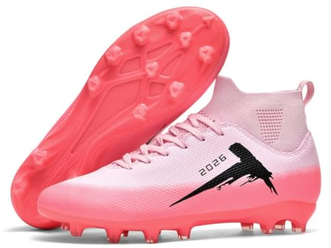 WEJIESS Chaussures de Football pour Hommes Chaussures de Sport d'entraînement pour Jeunes à Semelle synthétique Haute pour Gazon synthétique Chaussures de Sport d'extérieur