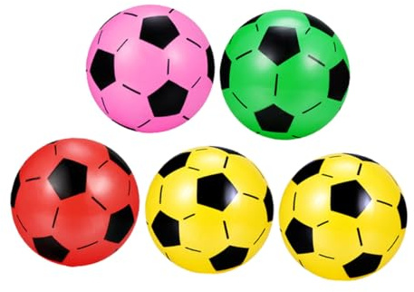 SUPVOX 5piezas Pelotas De Fútbol Inflables para Niño Niña De Plástico Resistente y Duradero Colores Aleatorios Juguetes Divertidos para Playa Jardín y Fiestas Balón Seguro para Interior y