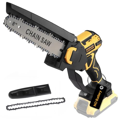 Chainsaw for Dewalt 20V MAX Battery, 8-Inch Brushless Cordless Pruning Chainsaw, 24.6FT/S Fast Powerful Cutting, 4000RPM Electric for Wood Cutting(Battery Not Included)