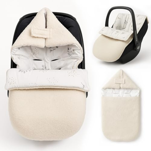 Saco de invierno para bebé, saco de dormir para invierno, otoño, saco de bebé cálido, manta para cochecito de bebé, universal, 3 puntos y 5 puntos, color crema