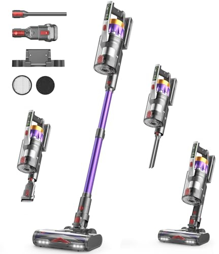 NADALY Cordless Vacuum Cleaner, 650W 55KPA 70Mins Vacuum Cleaners for Home, Anti-Tangle, Self-Standing Stick Vacuum Cordless Rechargeable, Lightweight Vacuum for Hardwood Floors/Pet Hair/Carpet