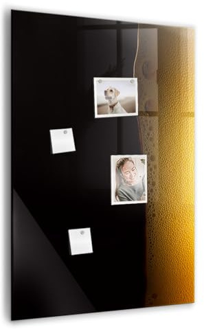 Tableau de notes magnétique en verre | verre trempé élégant et durable | fourni avec aimants néodyme forts, feutre effaçable et éponge | idéal maison ou entreprise - 70x100 - Bière brune