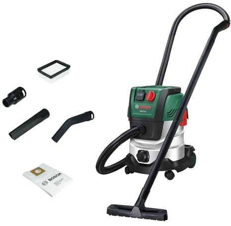 Bosch dammsugare med sladd PAS20-220P (förlängningsrör (plast), sugslang 2,2 m, handtag/vinkelrör, golv- och fogmunstycken, fleecepåse (Uni), planfilter, UniversalAdapter)