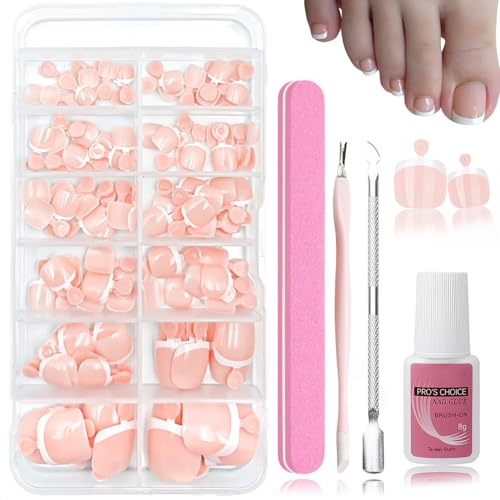 120 Stück French Press on Nails, Fingernägel zum Aufkleben, Natürlich Falsche Nägel, Künstliche Zehennägel zum Aufdrücken, Full Cover Fake Nails Set Mit Kleber & Werkzeugen für Frauen(Nude Weiß)