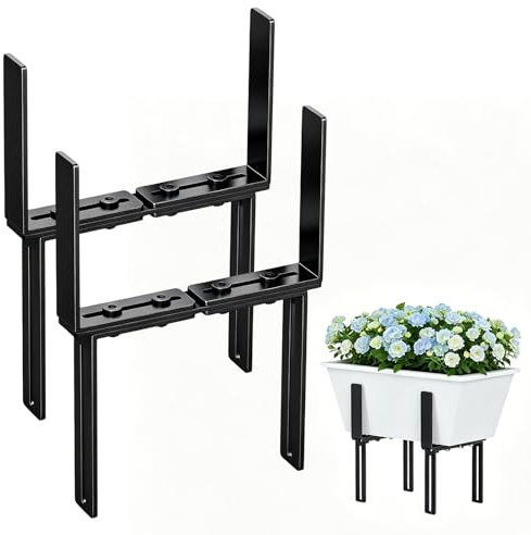 FUDUOXIAO Lot de 2 supports de jardinière en forme de H - Sans perçage - Convient pour balustrade de balcon de 1,5 à 32 cm et jardinières de 15 à 23 cm - Supports de jardinière de balcon
