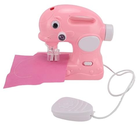 Hamwesh Nähmaschine für Anfänger, Tragbares Mini-Nähspielzeug für Mädchen, Wiederaufladbares DIY-Bastelset mit Stoff und Zubehör, Lustiges Rollenspiel-Kunst- und Bastelgeschenk Zum Geburtstag (PINK)