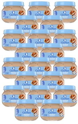 Gerber Mealtime for Baby 2nd Foods Baby Food Jar, Chicken & Gravy, Non-GMO Pureed Baby Food with Essential Nutrients, 2.5-Ounce Glass Jar (Pack of 20 Jars)
