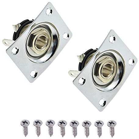 1/4Square Jack Output Plate Socket for Electric Guitar(Pack of 2) (Chrome)