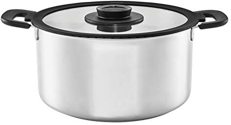 Fiskars Pentola con coperchio, Capacità: 7,0 litri, Adatta a tutti i piani cottura, Acciaio Inox/Plastica, Ø 28 cm, Functional Form, 1026579