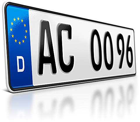 schildEVO 1 Kfz Kennzeichen | 480 x 110 mm | DIN-Zertifiziert – individuelles EU Wunschkennzeichen | PKW Nummernschild | kurzes Autokennzeichen | Auto-Schild | Fahrradträger & Anhänger | DHL-Versand