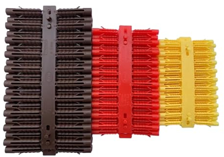 Merriway BH07204 (120 Pcs) Assorted Heavy Duty Wall Plugs - Pack of 40 Each Yellow, Red and Brown
