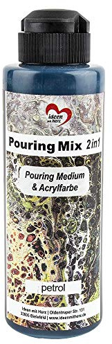 Ideen mit Herz Pouring Mix 2in1 | Pouring Medium & Acrylfarbe | 180 ml | kein weiteres Mischen mit Fluid, Medium oder Silikonöl erforderlich (petrol)