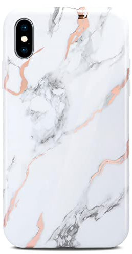 ONEFLOW Sense Case kompatibel mit Apple iPhone X/iPhone XS Hülle in Marmor Optik, Schutz für Kamera und Bildschirm, Glitzer Handyhülle aus Silikon - glänzend Weiß (Dedication)