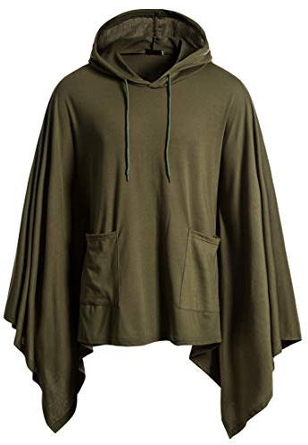 Herr Casual Hooded Pullover Poncho Cape Kappa med fickficka Oregelbunden lapptäcke Lösa fladderm ärmar Kappa Man topp Hem Sportwear Hoodie Poncho Cloak Sweatshirt Mode Cape Pullover med Pocket
