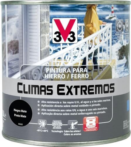 V33 Pintura Hierro Climas Extremos Mate Negro 0,5L