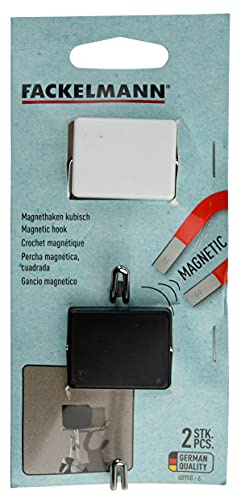 Fackelmann 60958 Lot de 2 crochets muraux magnétiques pour torchon de cuisine, crochet mural, crochet aimant, aimant, Fer, Plastique, Aimant, 7,5 x 4 cm