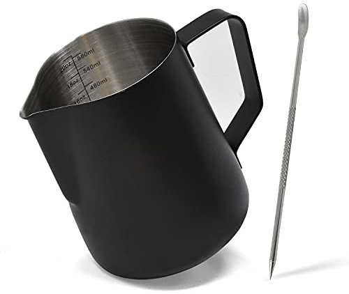 Joeji's Kitchen Milk Froth Jugs 600 ml de acero inoxidable - Negro