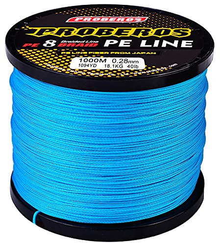 DOOGL 8 Stränge geflochtene Angelschnur, 1000m geflochtene Linie dünner, stärker und glattere Angellinie 6-300 lbs,Blau,60LB(0.37mm)