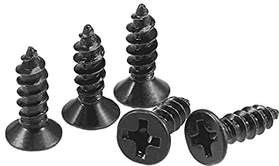 sourcing map 200Stk. M3,5x12mm Holzschrauben Kreuzschlitz Flachkopf selbstschneidend schwarz