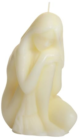 Dekohelden24 Hochwertige Kerze aus Sojawachs als Frauenkörper, Venus-Figur, Ivory-Farben, Größe: L/B/H ca. 8 x 7 x 12 cm