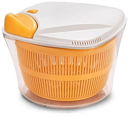 Asciugatrice Manuale Centrifuga per Insalata Design Multifunzione Grande, con Maniglia e Coperchio di Chiusura Frutta e Verdura Asciugatrice Scarico rapido Centrifuga per lattuga R