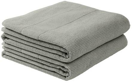 Schiesser Badetuch | 2er Set | 100% Baumwolle | Grau | Reiskornoptik | 70x140 cm | flauschig & saugstark | sorgfältig eingenähter Kordelaufhänger | OEKO-TEX® MADE IN GREEN