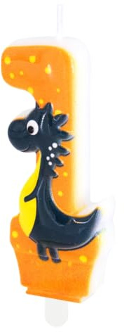 Zahlenkerzen * SÜSSER DINO * mit Steckfuß als Deko für Kindergeburtstag | ca. 11x5,5cm | T-Rex Dinos Dinosaurier Tortendeko Kinder Geburtstag Geburtstagskerze Zahlen Kerzen, Farbe: Dino, Größe: Zahl 1