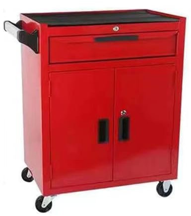 Werkzeugwagen, Servicewagen Aus Metall Mit Feststellbaren Rädern, 3-stufiger Werkzeugaufbewahrungs-Organizer, 661 Lbs Tragfähigkeit Mit Schublade For Garage, Lager Und Reparaturwerkstatt ( Color : Red
