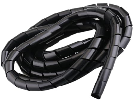 FEEIMOL Spiralato Raccogli Cavi 20mm Spirale Avvolgi Cavo Elettrici Cavi Guaina Flessibile Cavi Gestione Tubo Scrivania Copricavi Organizzazione per Casa Ufficio Nero 4m