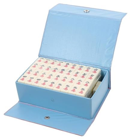 ZEONIK 1 Set Tragbare Mahjong Chinesische Mahjong Spiel Mini Mahjong Fliese für Outdoor Camping Reisen Wohnzimmer Zuhause